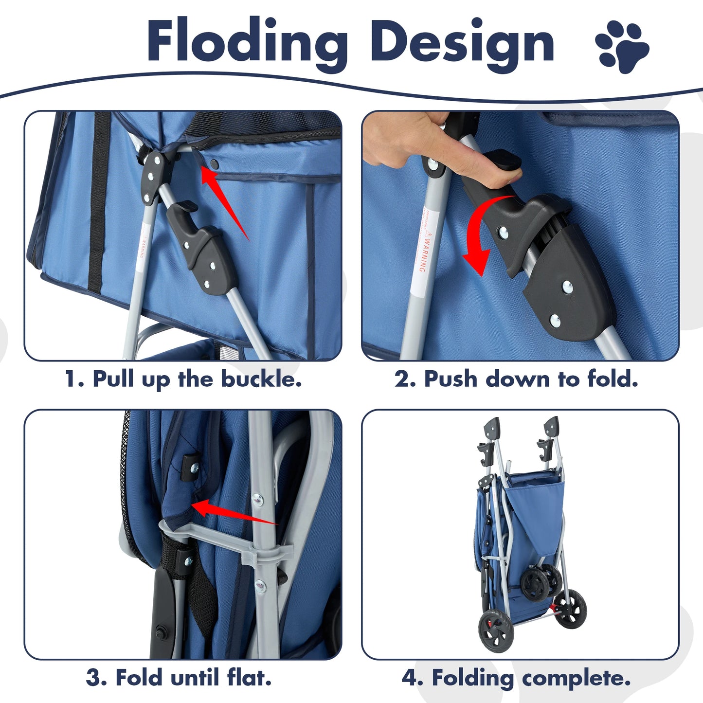Three Wheel Foldable Pet Stroller With Mesh Windows