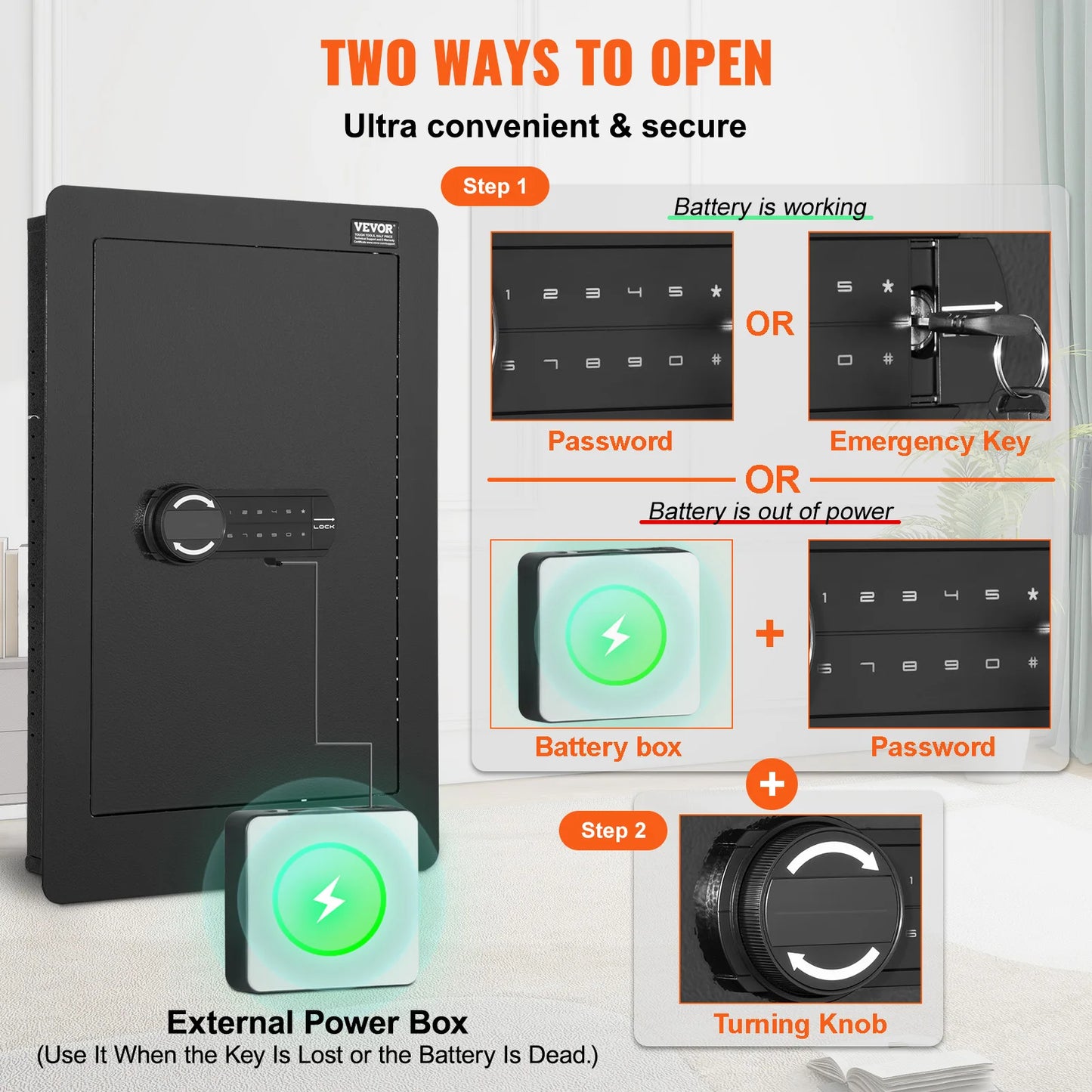 SucceBuy 3/4-Tier Hidden In-Wall Safe With Keypad For Money Jewelry Passport