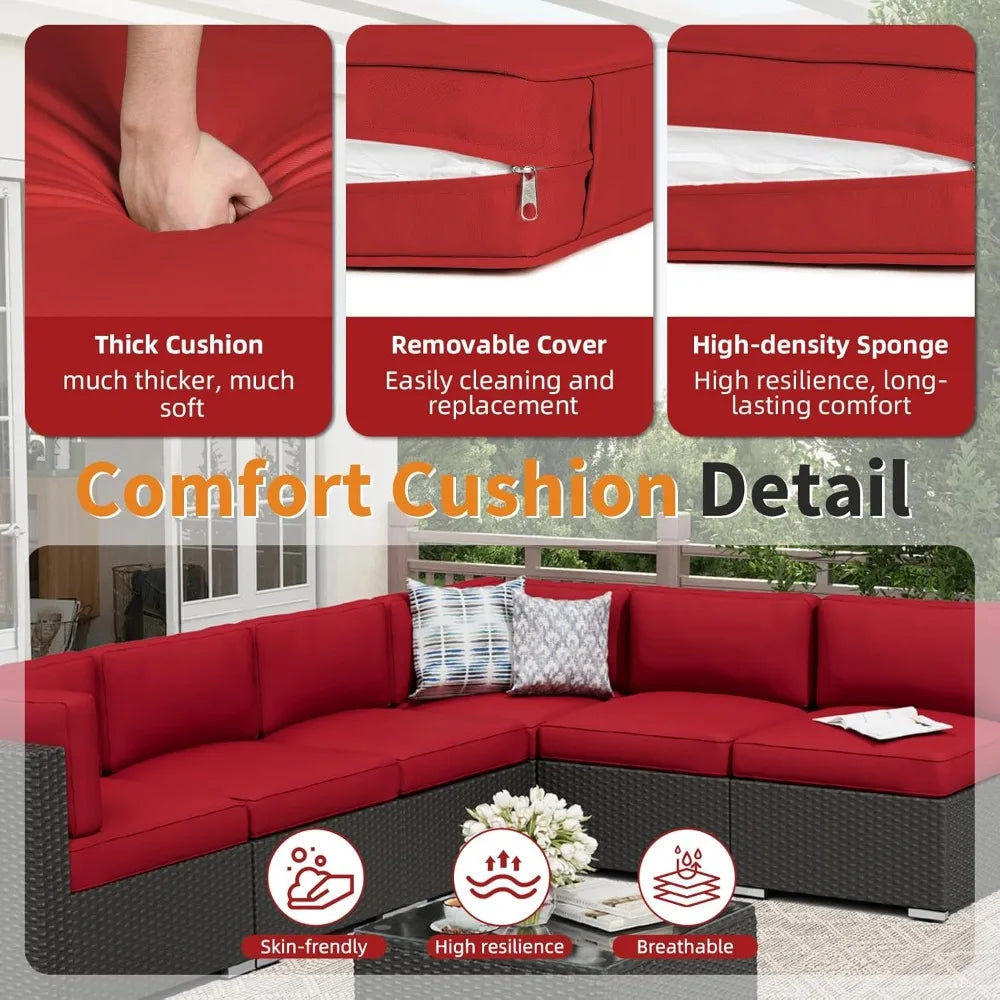 7 Piece Outdoor Patio Furniture Sofa Set Rattan Wicker Table