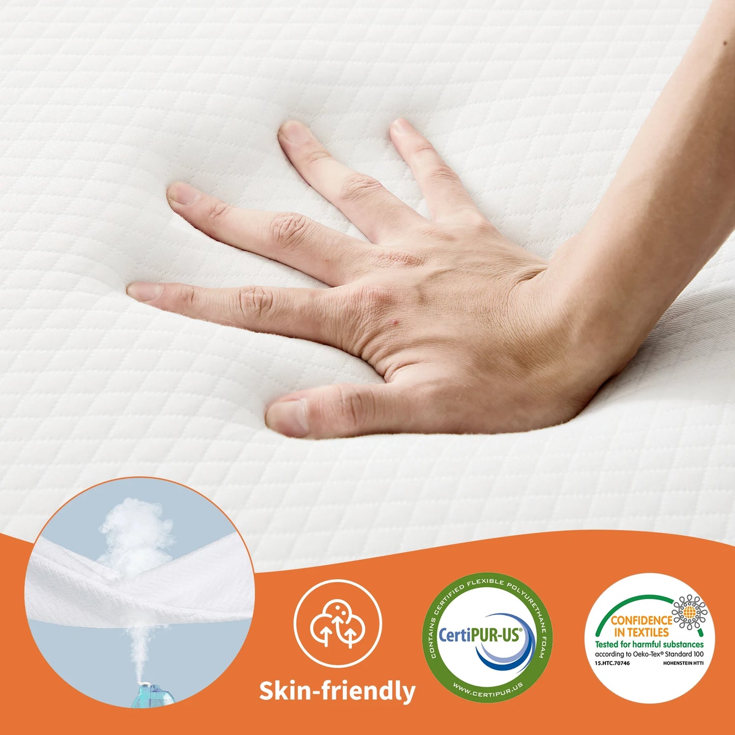 JHK Tri Fold Memory Foam Mattress Washable Cover CertiPURUS Certified