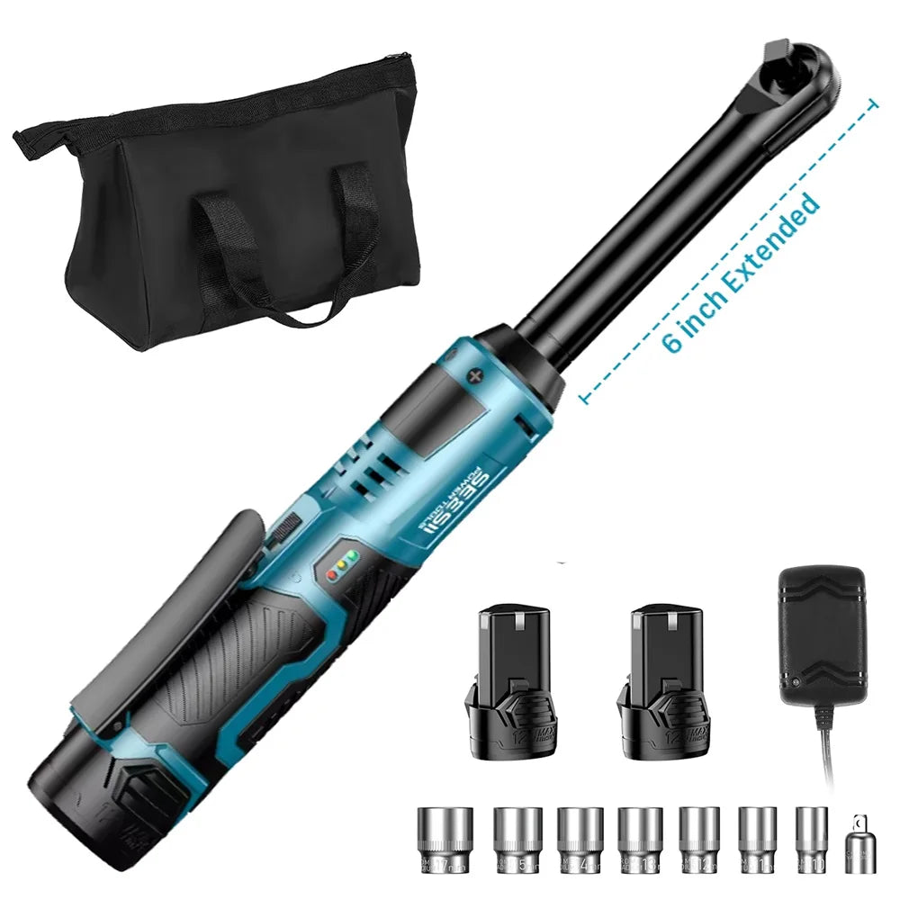Seesii 12V Rechargeable Cordless Ratchet Wrench Car Repair Tool