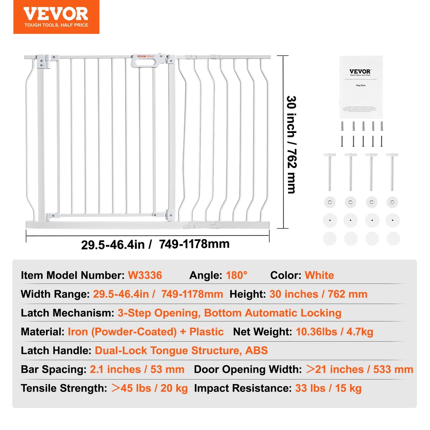 SucceBuy Baby Gate Pressure Mount Walk Through For Kids Pets