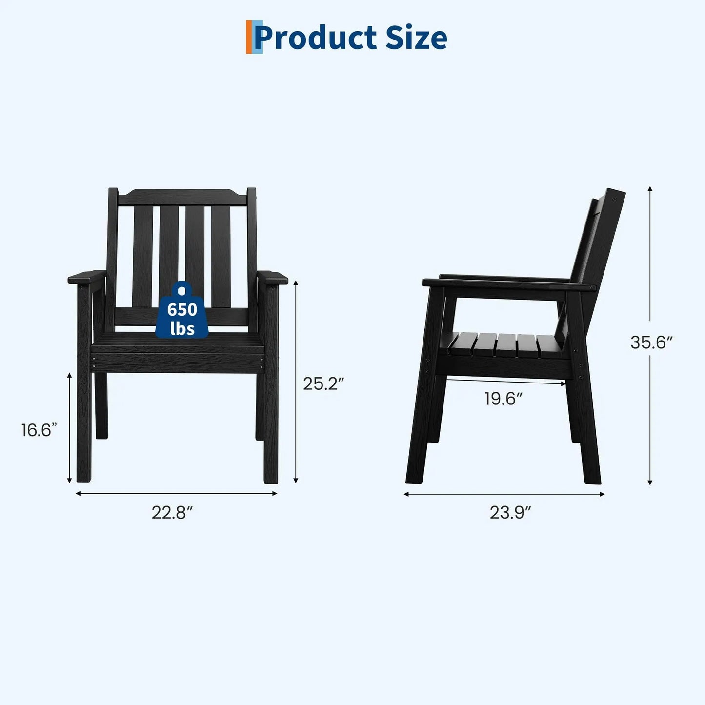 Studyset Outdoor Patio Dining Chairs Set Heavy Duty HDPE Waterproof