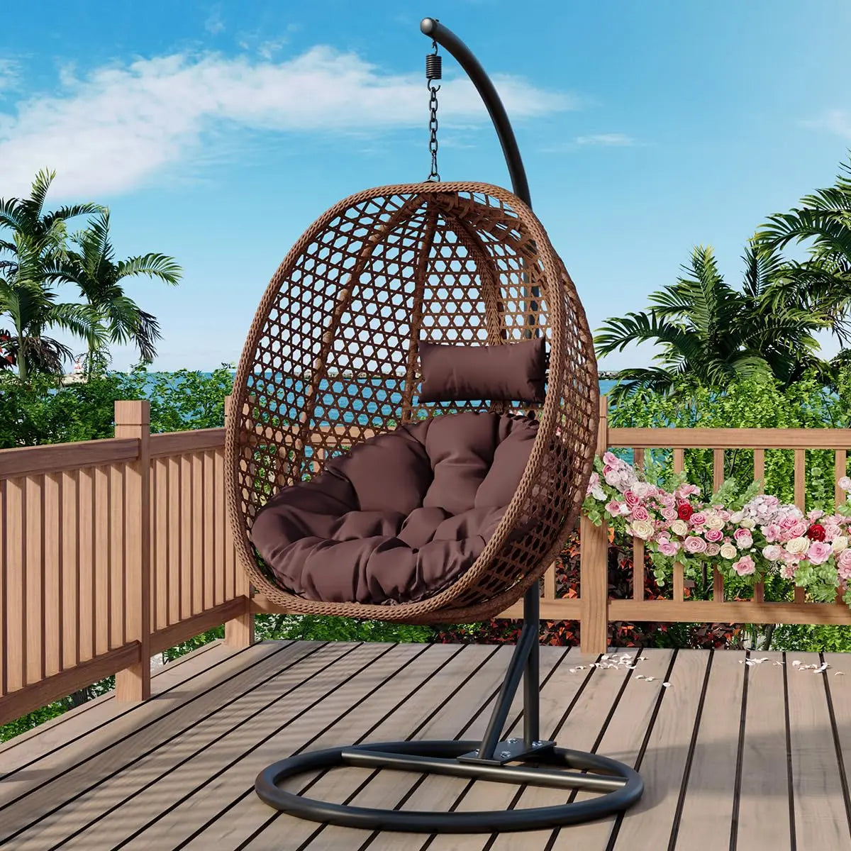 Egg Swing Chair With Stand Indoor Outdoor Hammock Basket