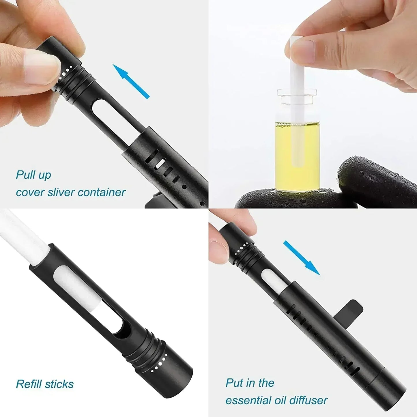 Custom Cylindrical Car Vent Clip Diffuser With 10 Refill Sticks