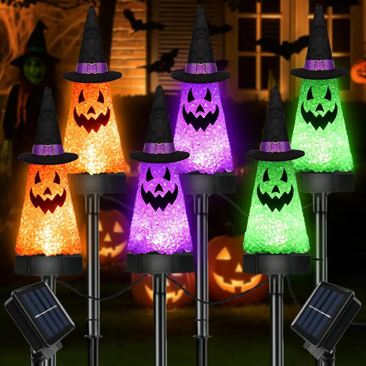 Outdoor Solar Ghost Pathway Lights Waterproof Halloween Decorations