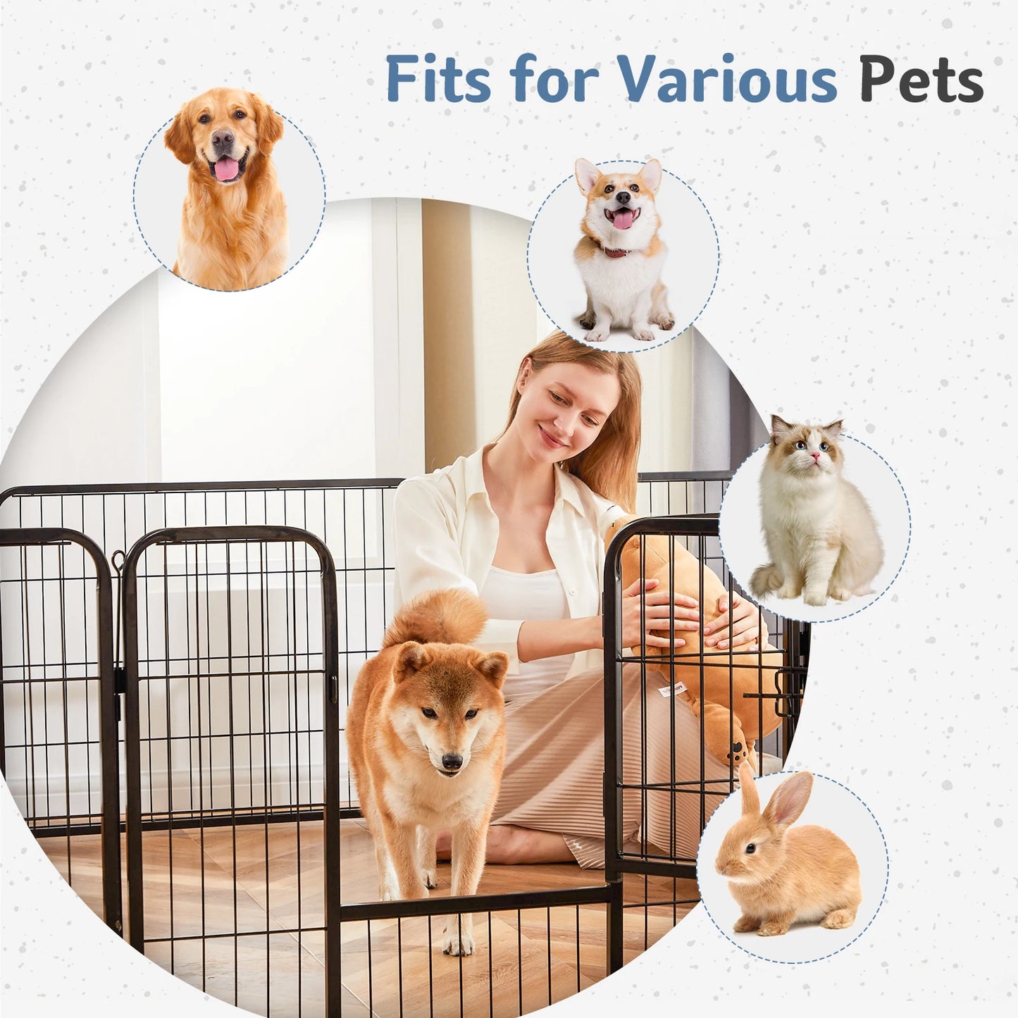 JHK Foldable Dog Playpen Pet Fence For Indoor Outdoor Use