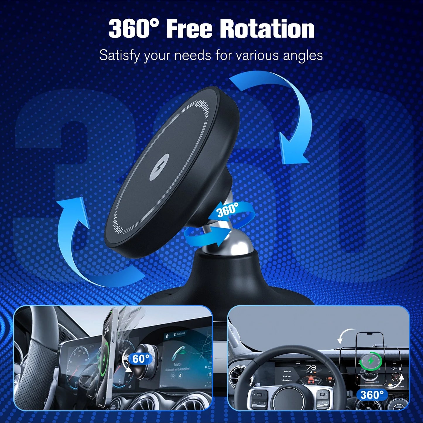 Magnetic Car Wireless Charger Holder 15W Fast Charge