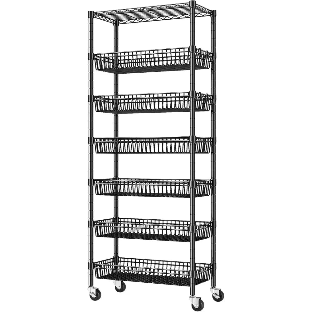 7-Tier Wire Shelving With Wheels For Kitchen Pantry