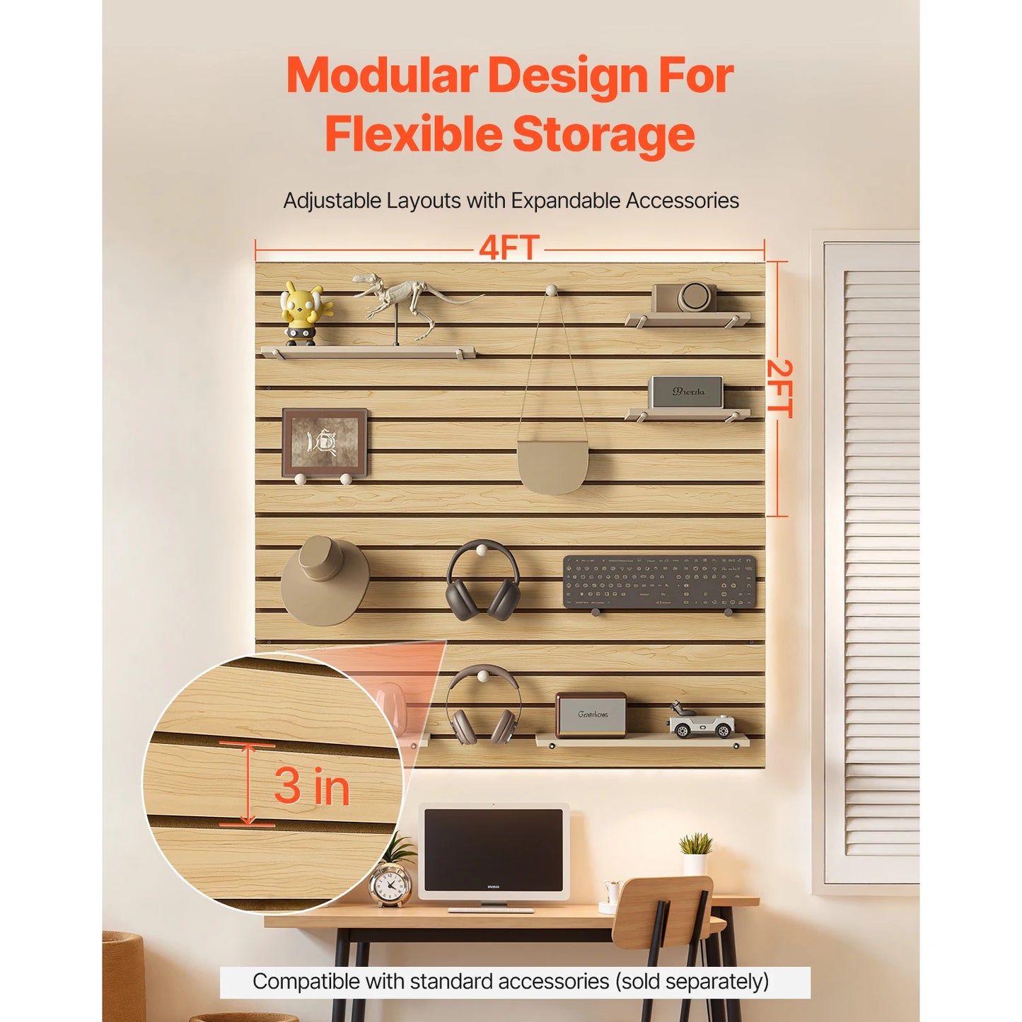 Easy Install Adjustable MDF Garage Slat Wall Paneling System