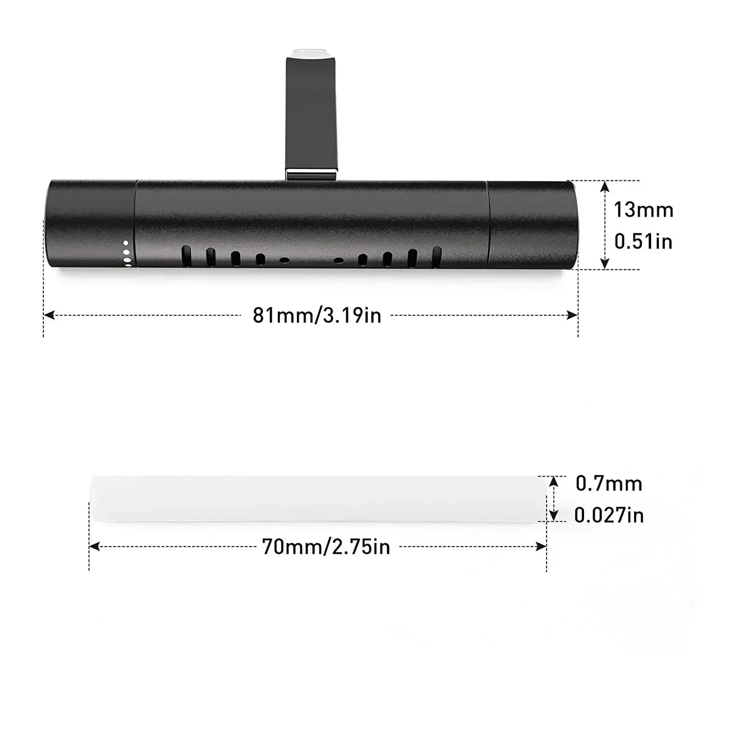 Custom Cylindrical Car Vent Clip Diffuser With 10 Refill Sticks