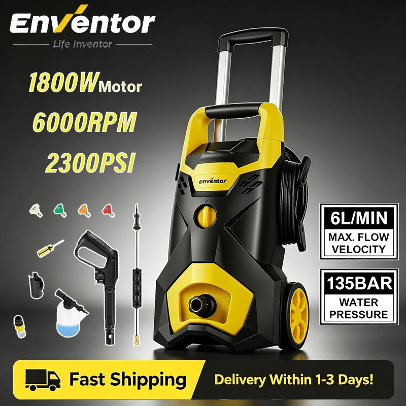 Enventor 135 Bar Portable Electric High Pressure Washer