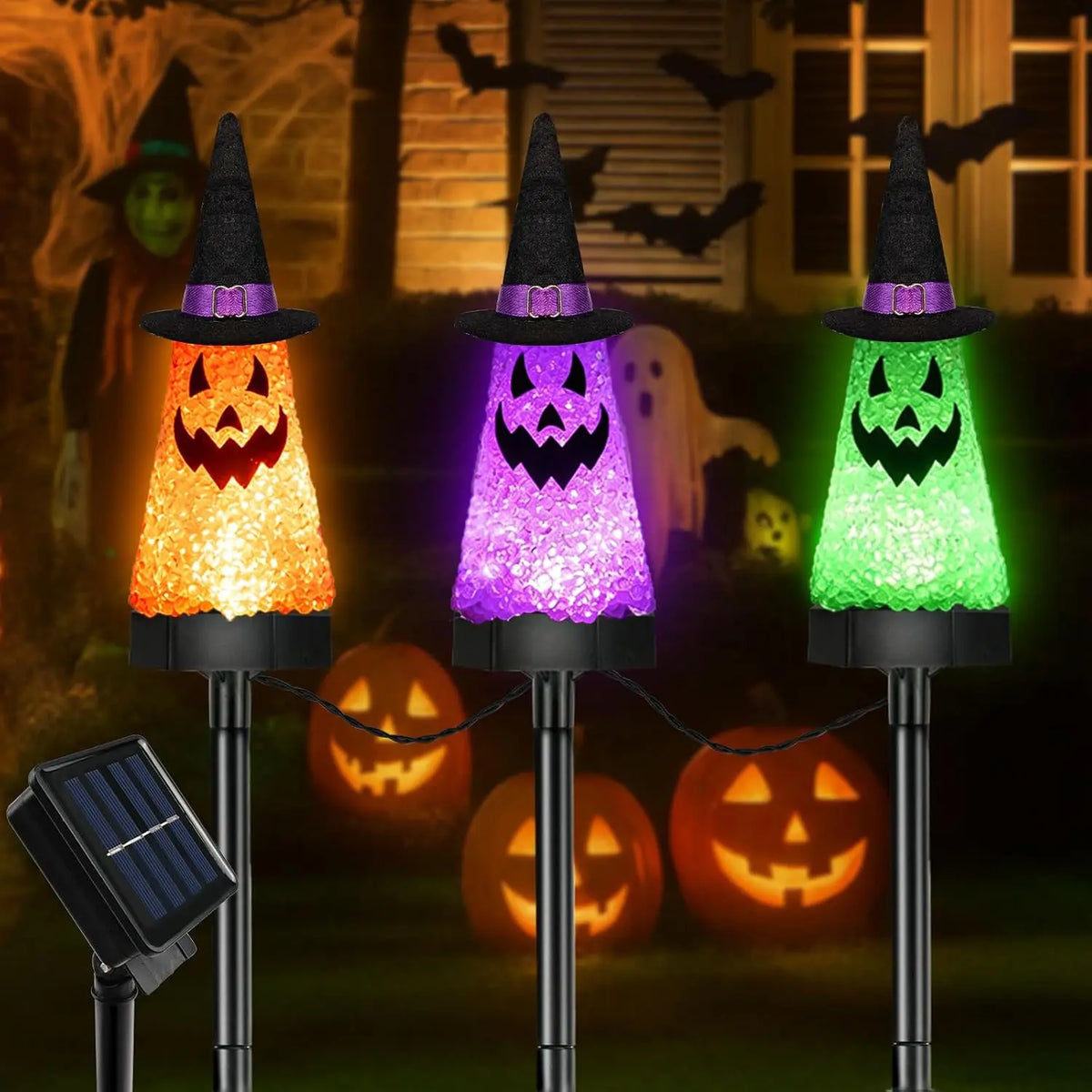 Outdoor Solar Ghost Pathway Lights Waterproof Halloween Decorations