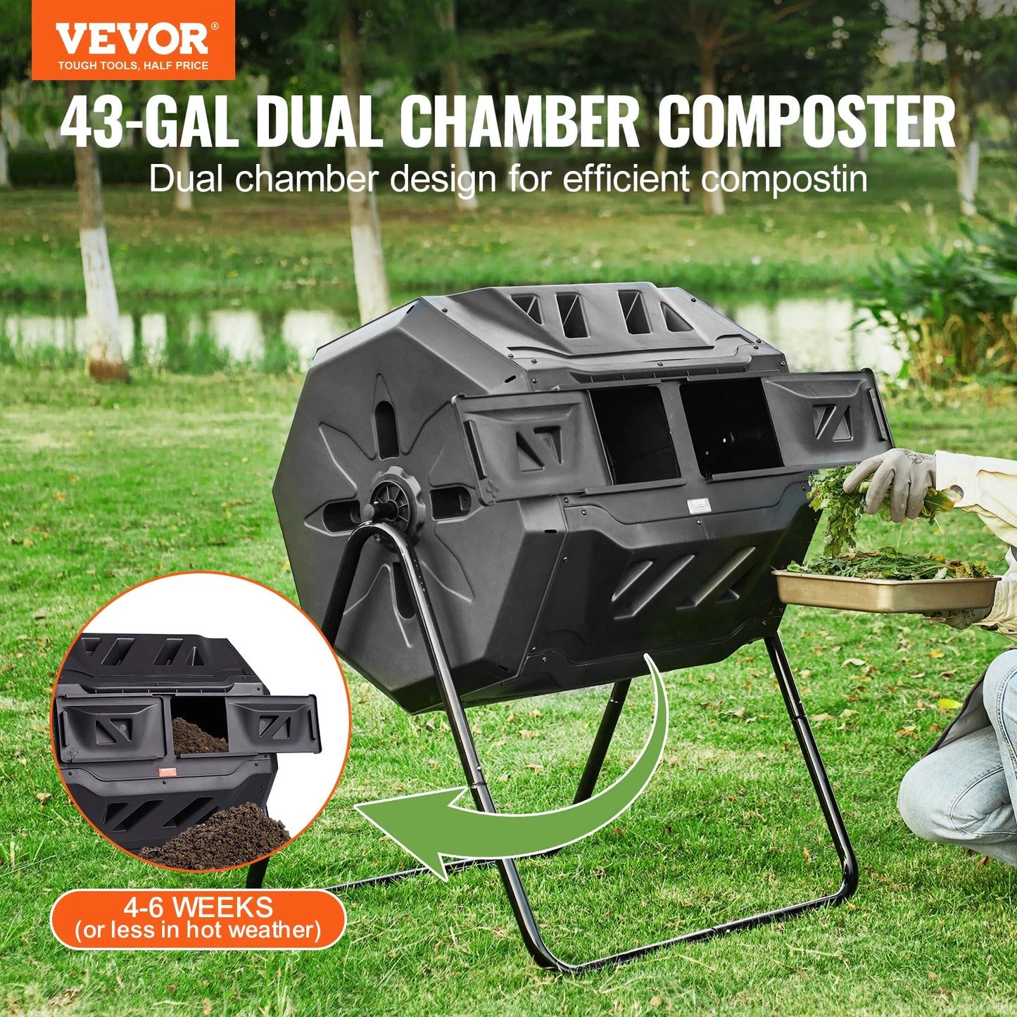 SucceBuy Dual Chamber Tumbling Compost Bin