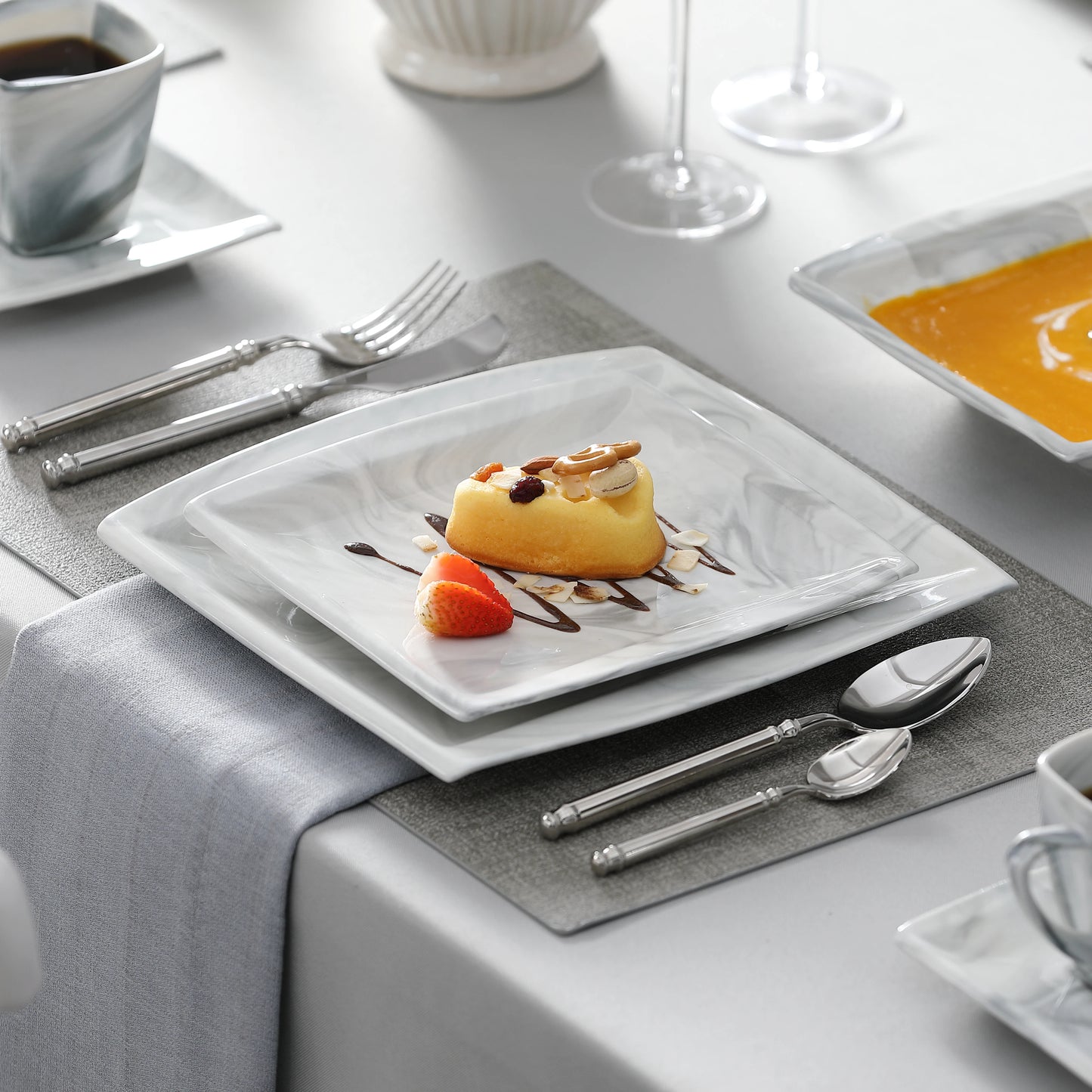 MALACASA Porcelain Dinnerware Set Service For 12 Elegant Everyday