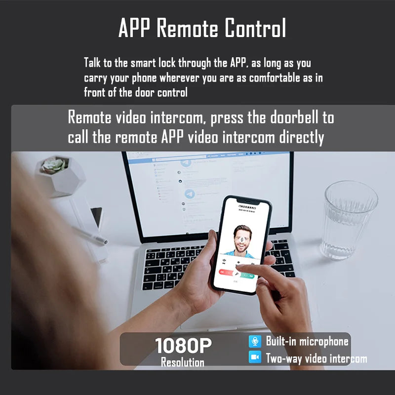 YKESDL WiFi Tuya Face Recognition Smart Door Lock With Camera