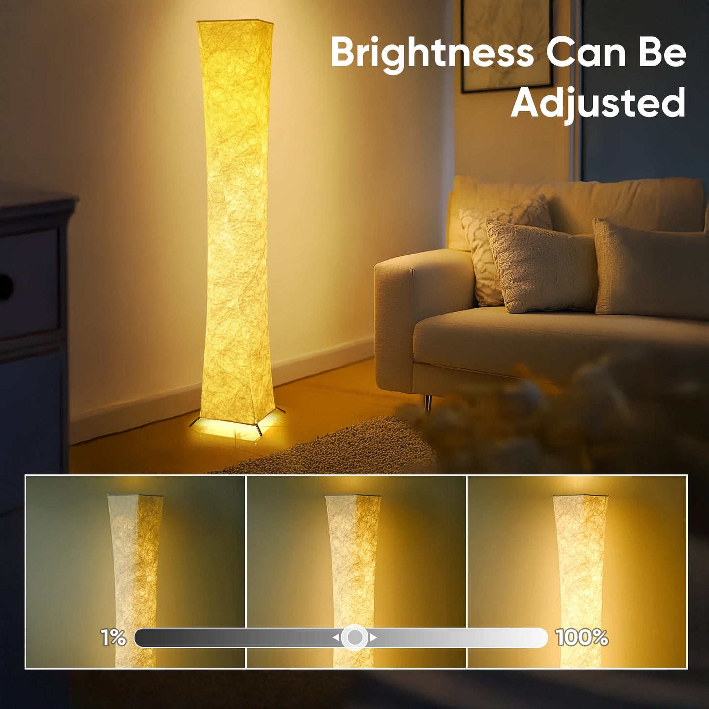 Soft Light Floor Lamp With Dimmable 3000K LED Tyvek Shade
