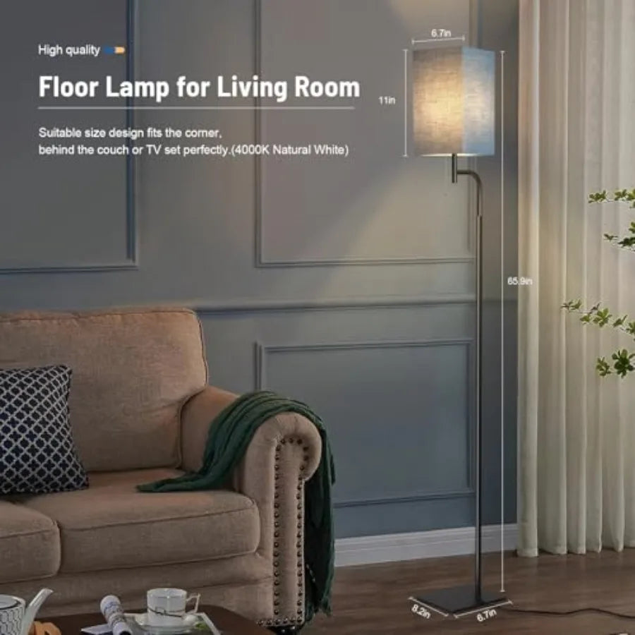 Modern Floor Lamp With 3 Color Temperatures And Linen Shade