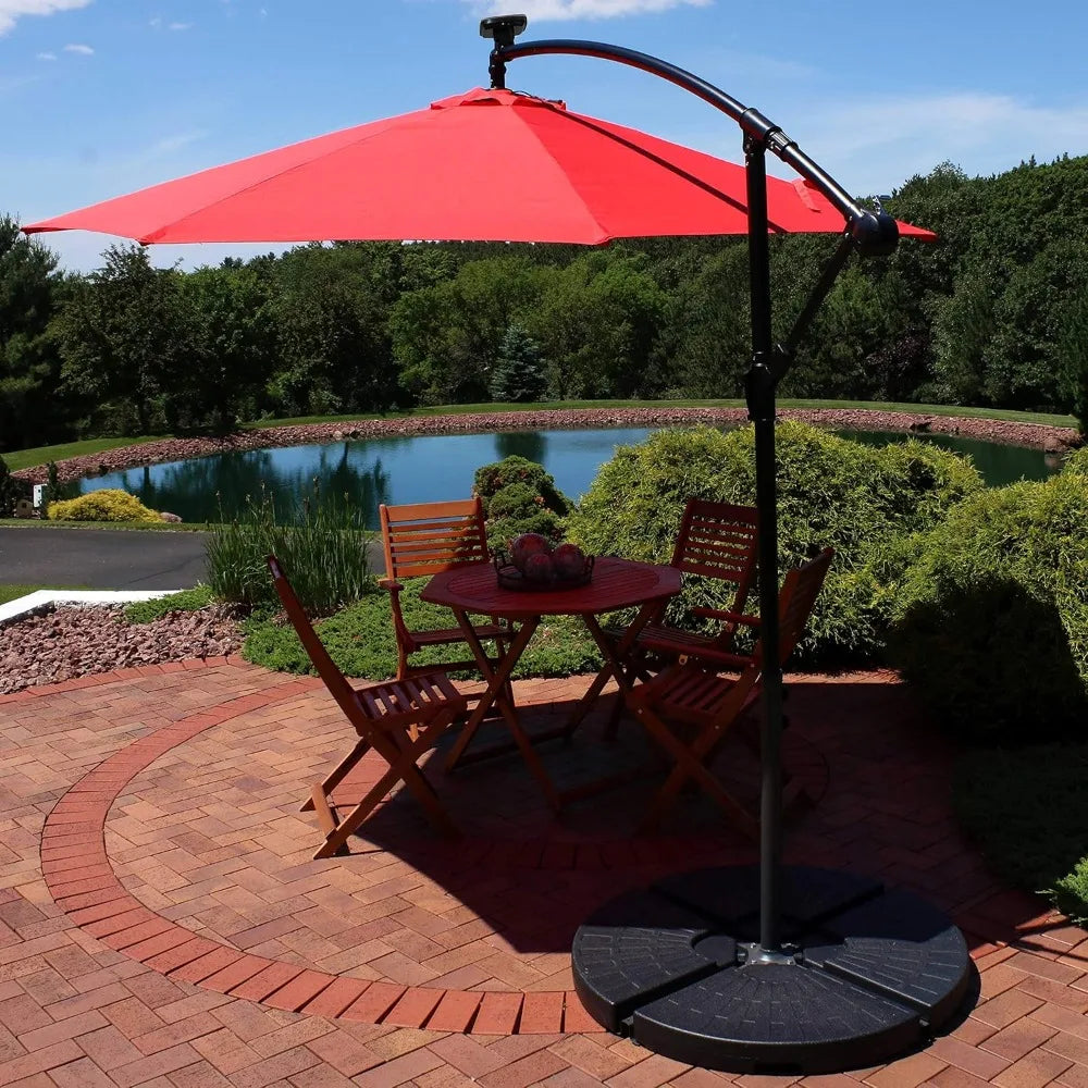 Solar Cantilever Patio Umbrella With LED Lights