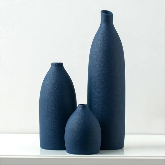 Matte Ceramic Vase Set Coastal Decor For Living Room Centerpiece