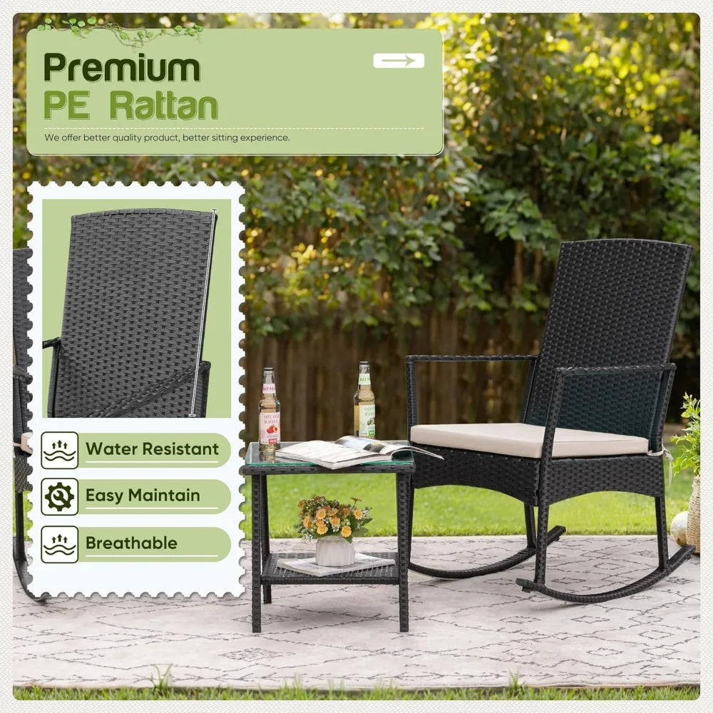 Flamaker Outdoor Furniture Rocking Chair Set For Patio Garden