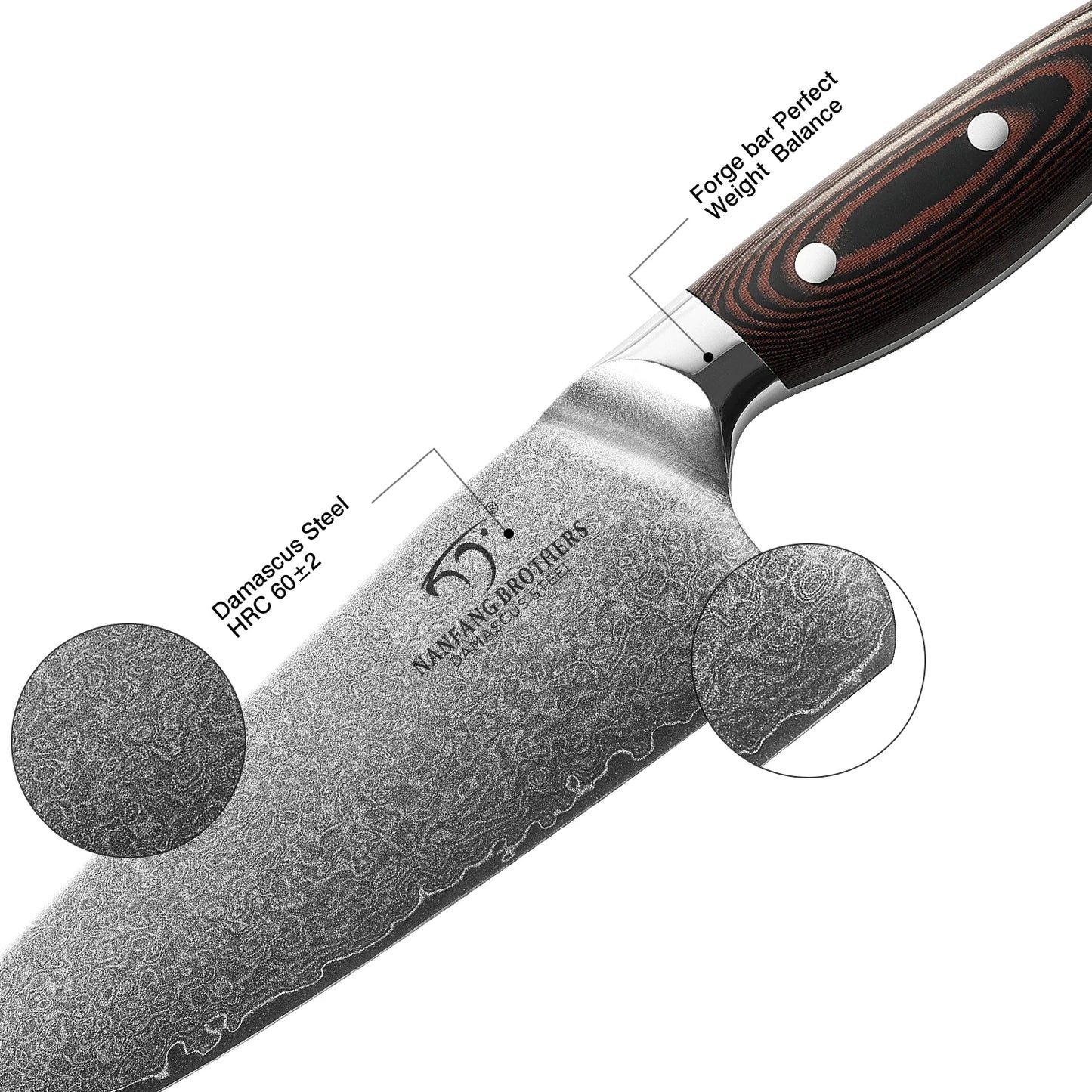 Katisun Damascus Chef Knife VG10 With Micarta Handle
