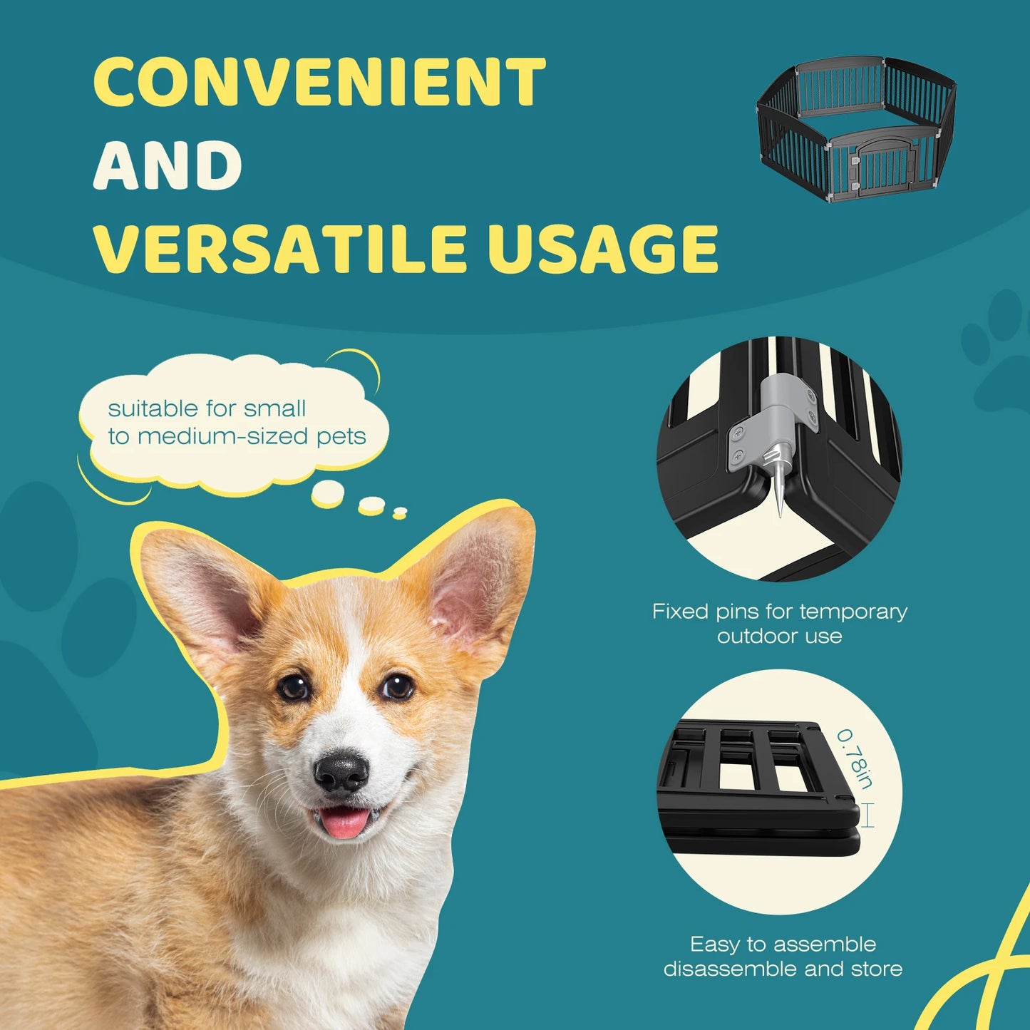 JHK Plastic Dog Playpen 6 Panel Expandable Pet Fence