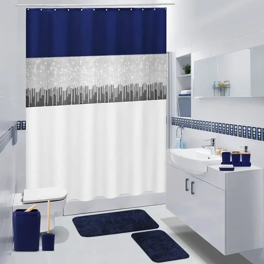 XMSJ Bath Accessory Set With Sequin Shower Curtain