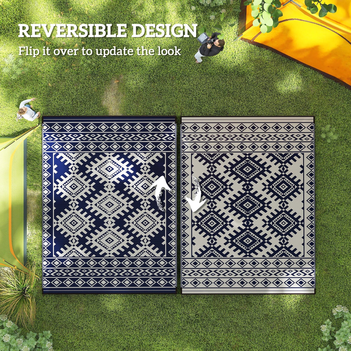 Modern Geometric Polypropylene Outdoor Area Rug For Patio