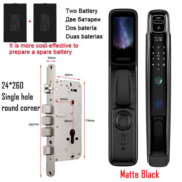 YKESDL WiFi Tuya Face Recognition Smart Door Lock With Camera