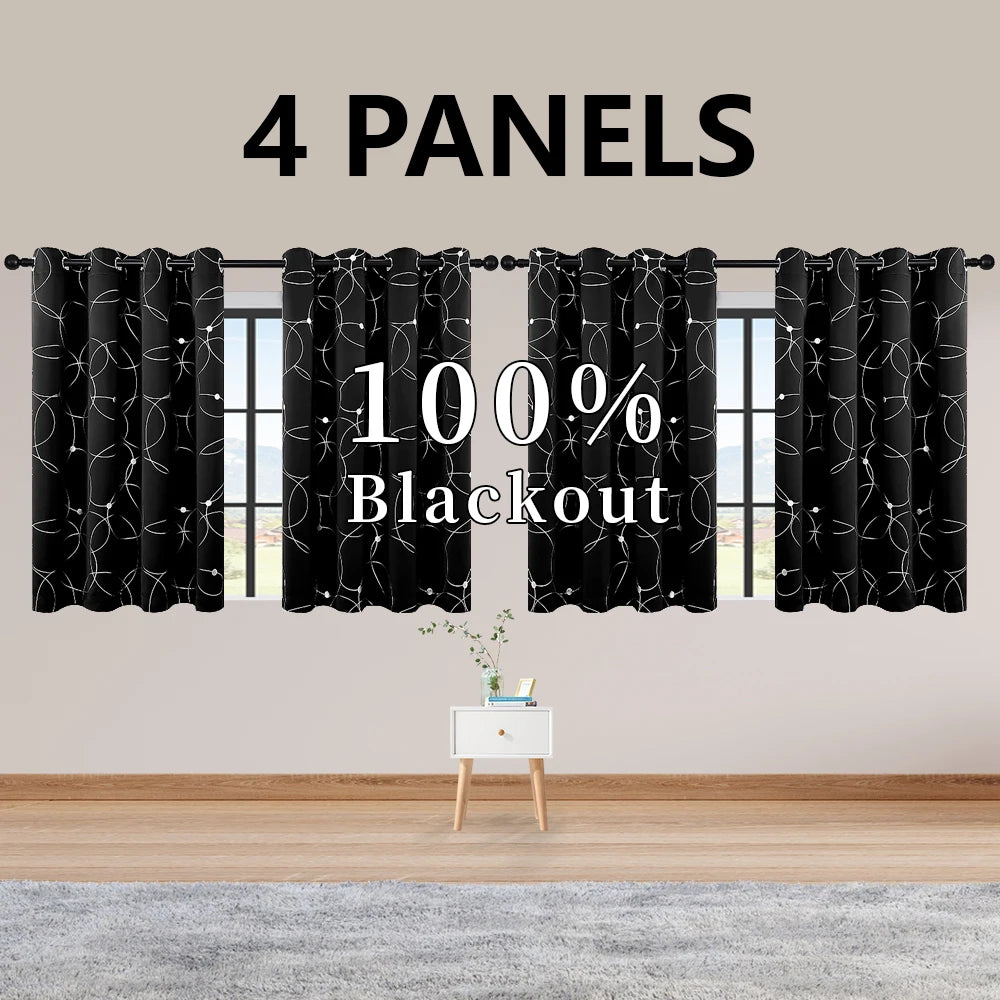 Blackout Curtain Set 4 Panels Thermal Insulated For Bedroom