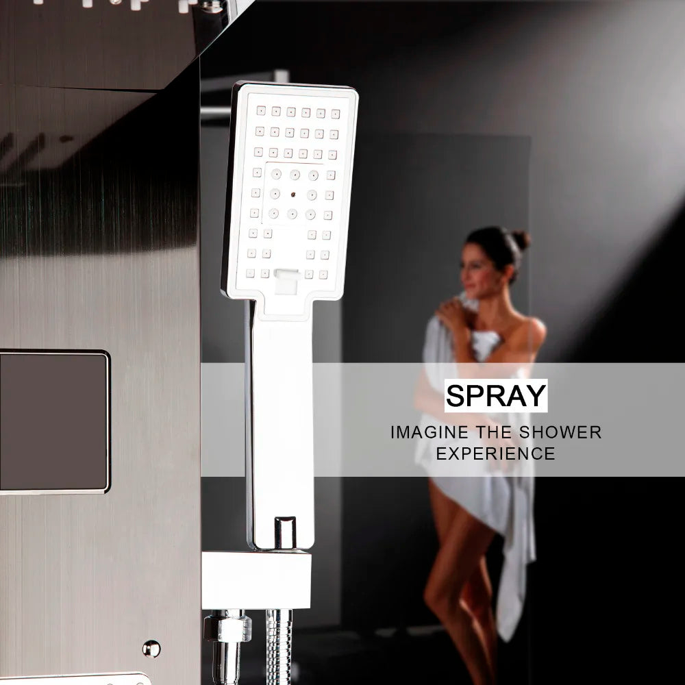 MEKKHALA LED Shower Panel With Rainfall Body Jets Digital Display