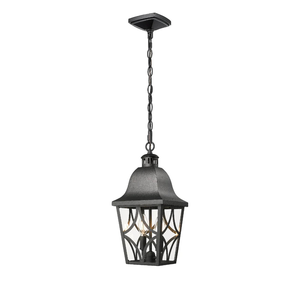 Outdoor Pendant Light Fixture Exterior Aluminium Lantern With Clear Glass
