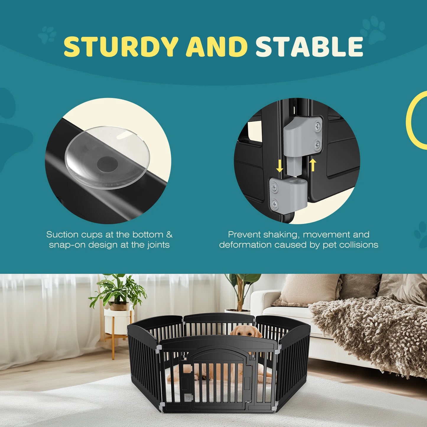 JHK Plastic Dog Playpen 6 Panel Expandable Pet Fence