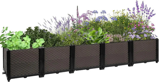 Self Watering Raised Garden Planter Box For Outdoor Use