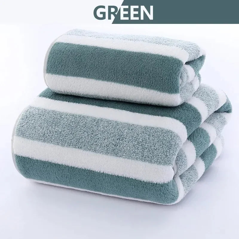 Striped Pattern Towel Set Quick Dry Bath Towels Essentials