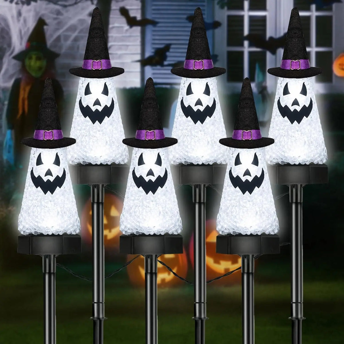 Outdoor Solar Ghost Pathway Lights Waterproof Halloween Decorations