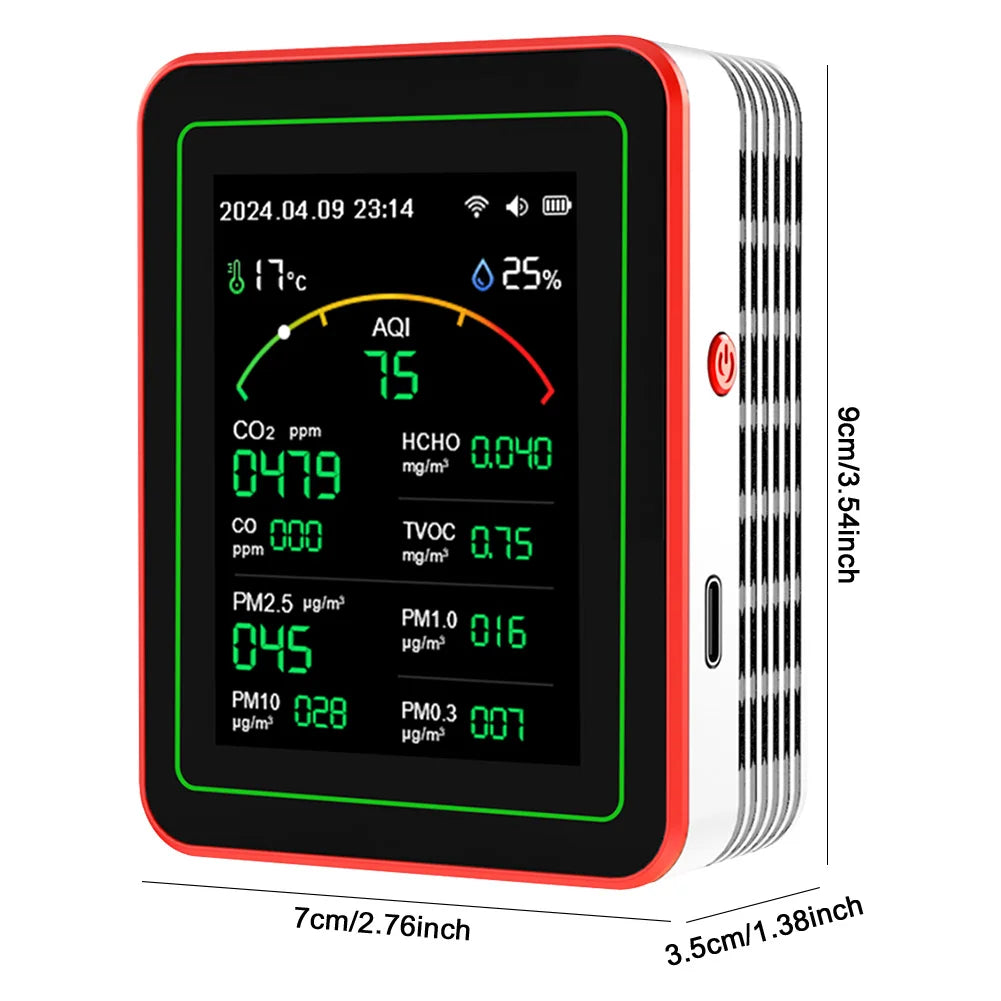 WiFi 15 In 1 Air Quality Detector Indoor Monitor APP Control AQI PM2 5 PM10 CO2