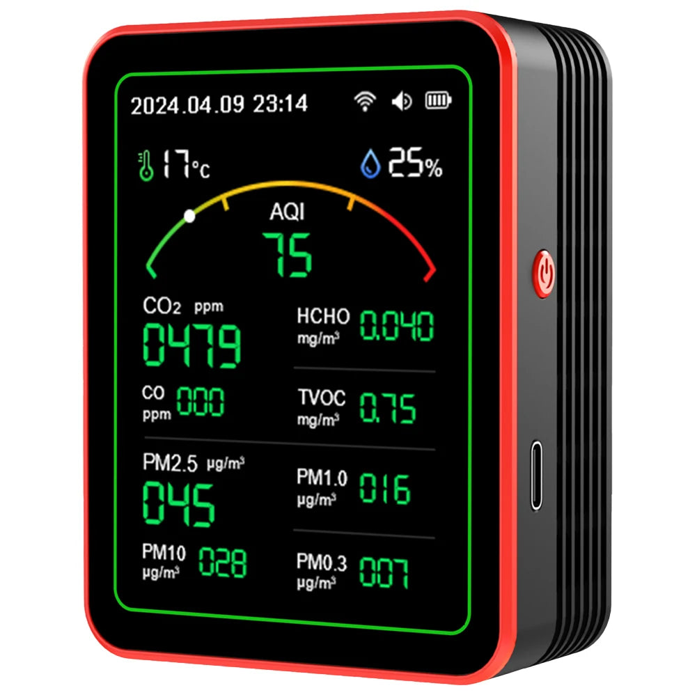 WiFi 15 In 1 Air Quality Detector Indoor Monitor APP Control AQI PM2 5 PM10 CO2