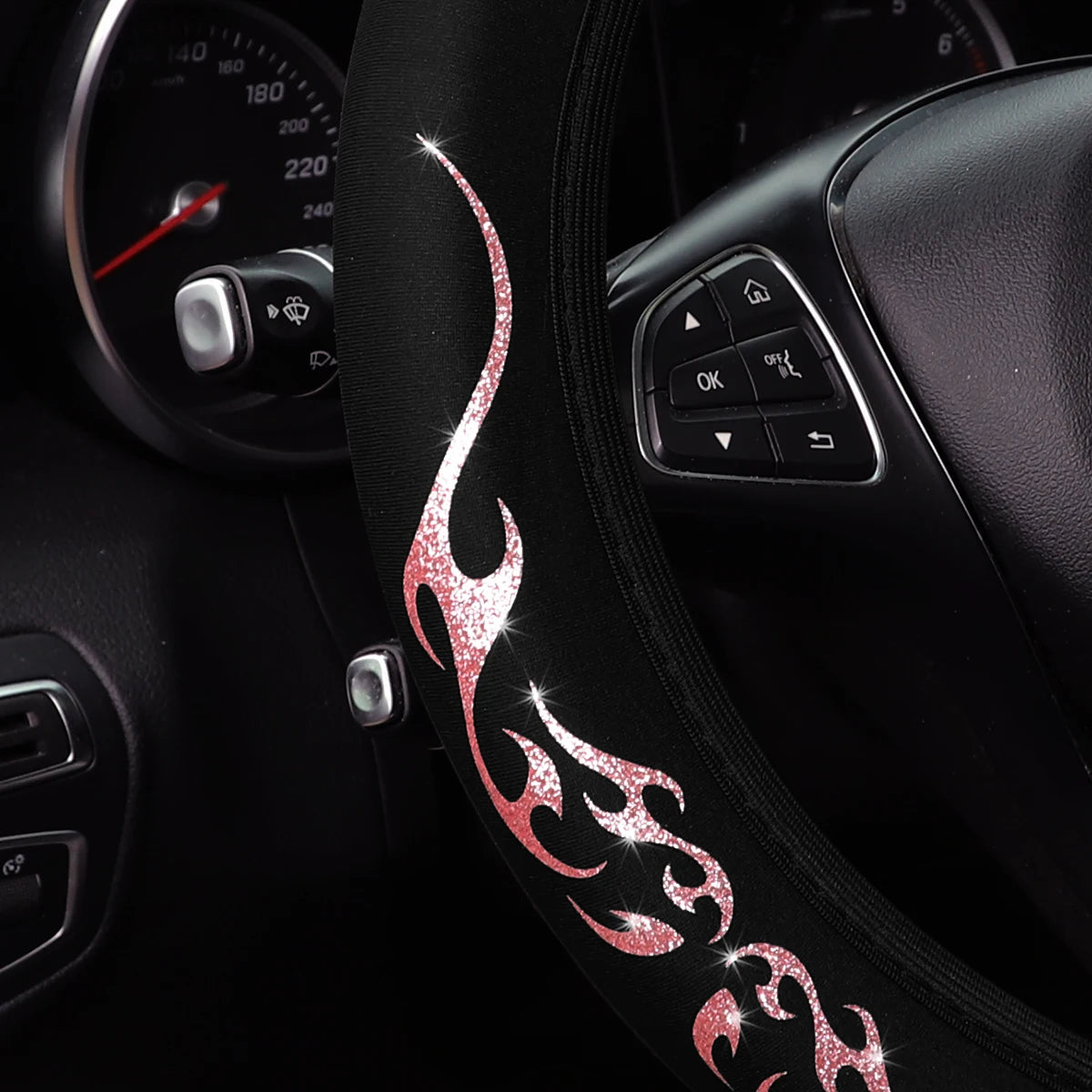 Meikaxiu Blingbling Flame Totem Dynamic Fabric Steering Wheel Cover