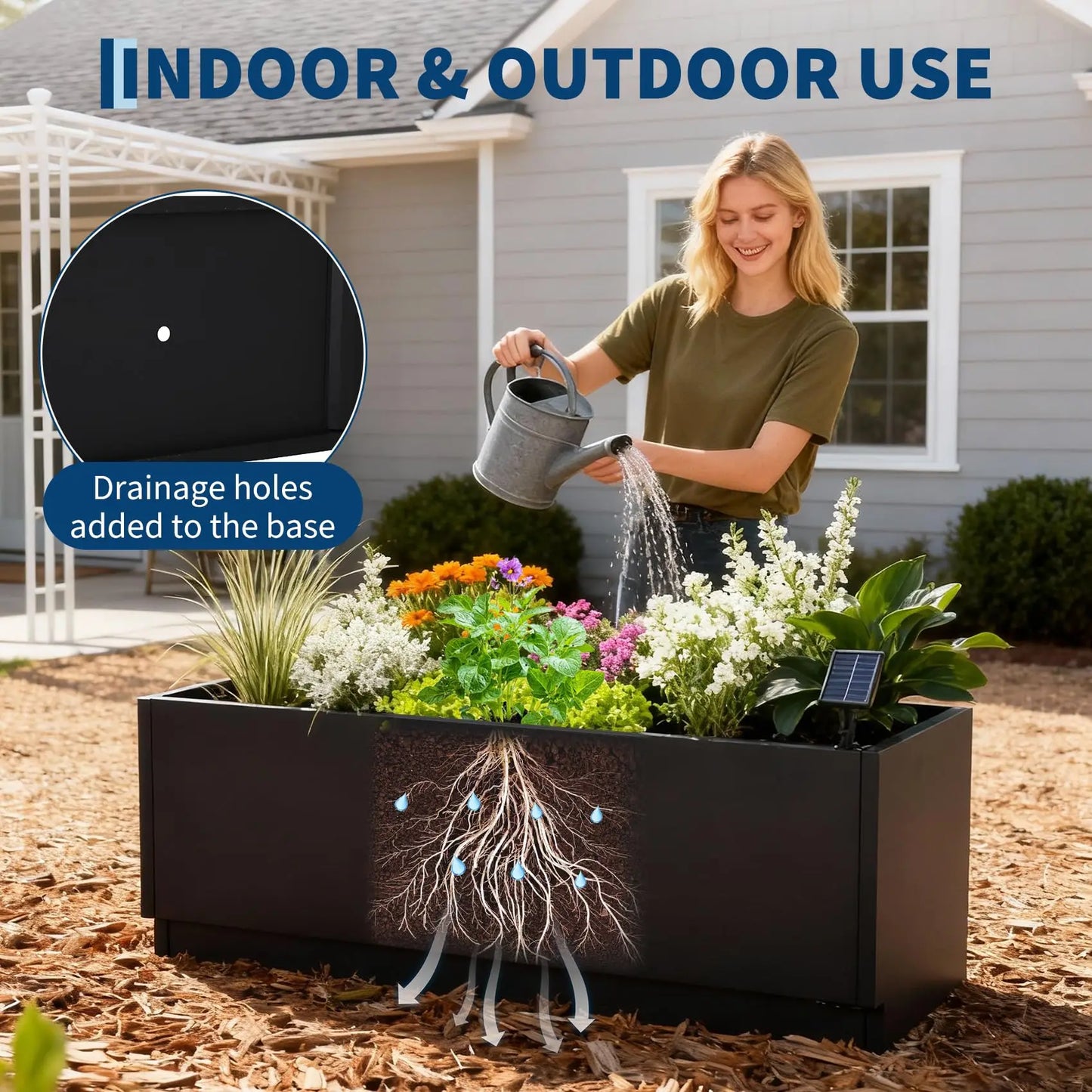 HiMISS Led Metal Planter Box With Light Strips