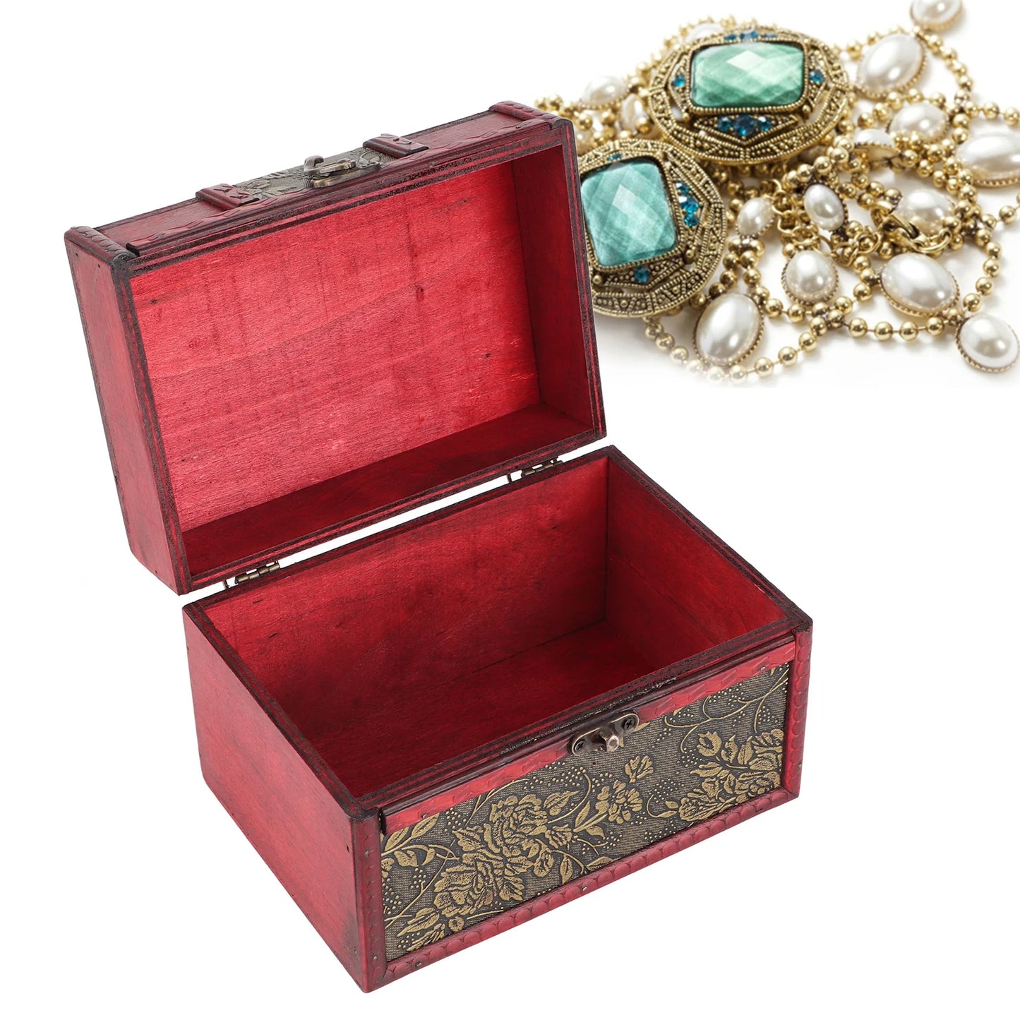 Wooden Jewelry Box Organizer Case With Faux Leather Interior