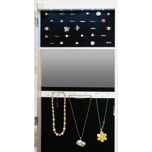 Full Length Mirror 360 Degree Swivel Jewelry Cabinet With LED Lights