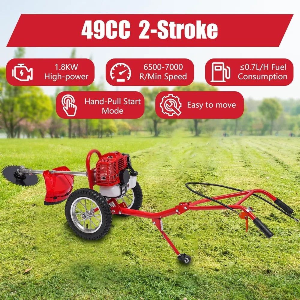 Gas Walk Behind Brush Cutter 49cc Two Stroke Engine