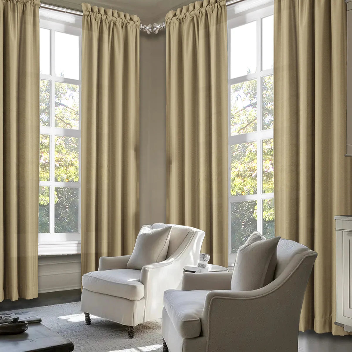SABALANICA Light Filtering Curtain Set 4 Pieces Rod Pocket Polyester