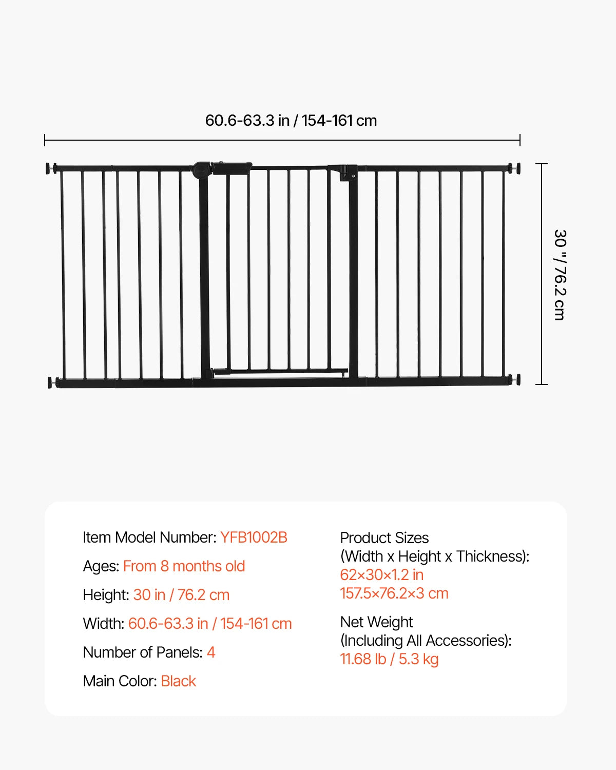 SucceBuy Baby Gate Pressure Mount Walk Through For Kids Pets