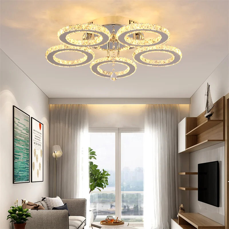 GreeLustr Modern Crystal Ring Pendant Light Fixture Ceiling Lamp