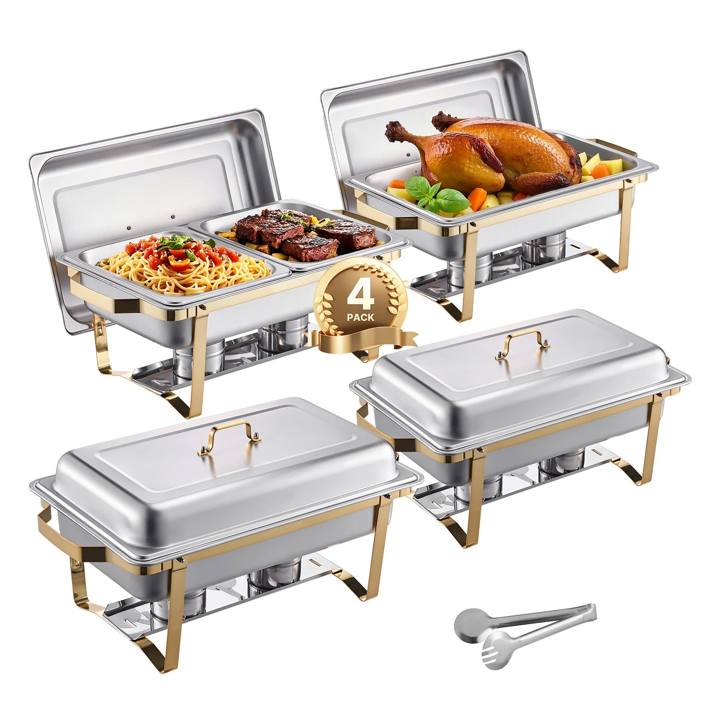 SucceBuy Chafing Dish Buffet Set Stainless Steel Chafer With Pans