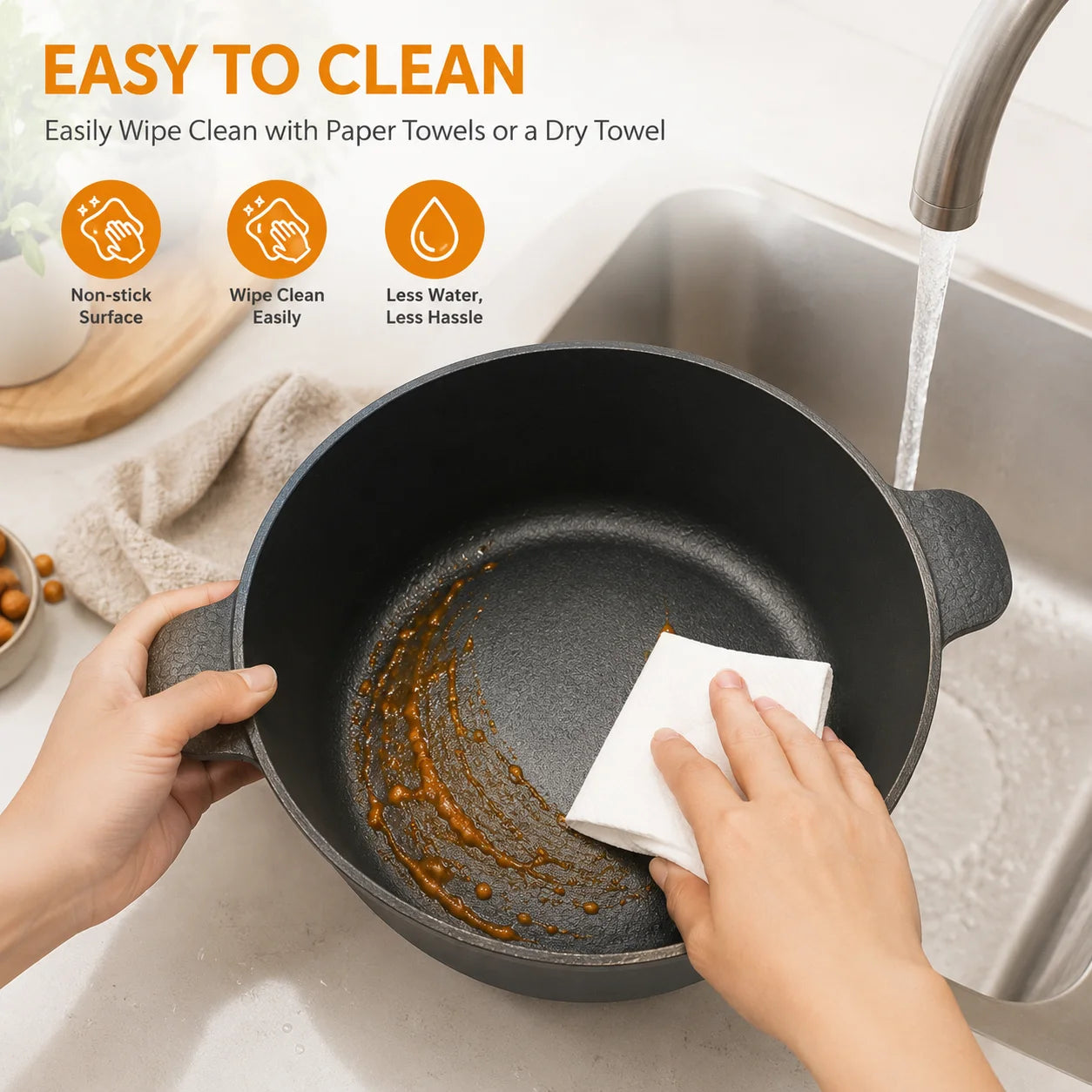 HANSMART Lightweight Cast Iron Dutch Oven Nonstick Cookware