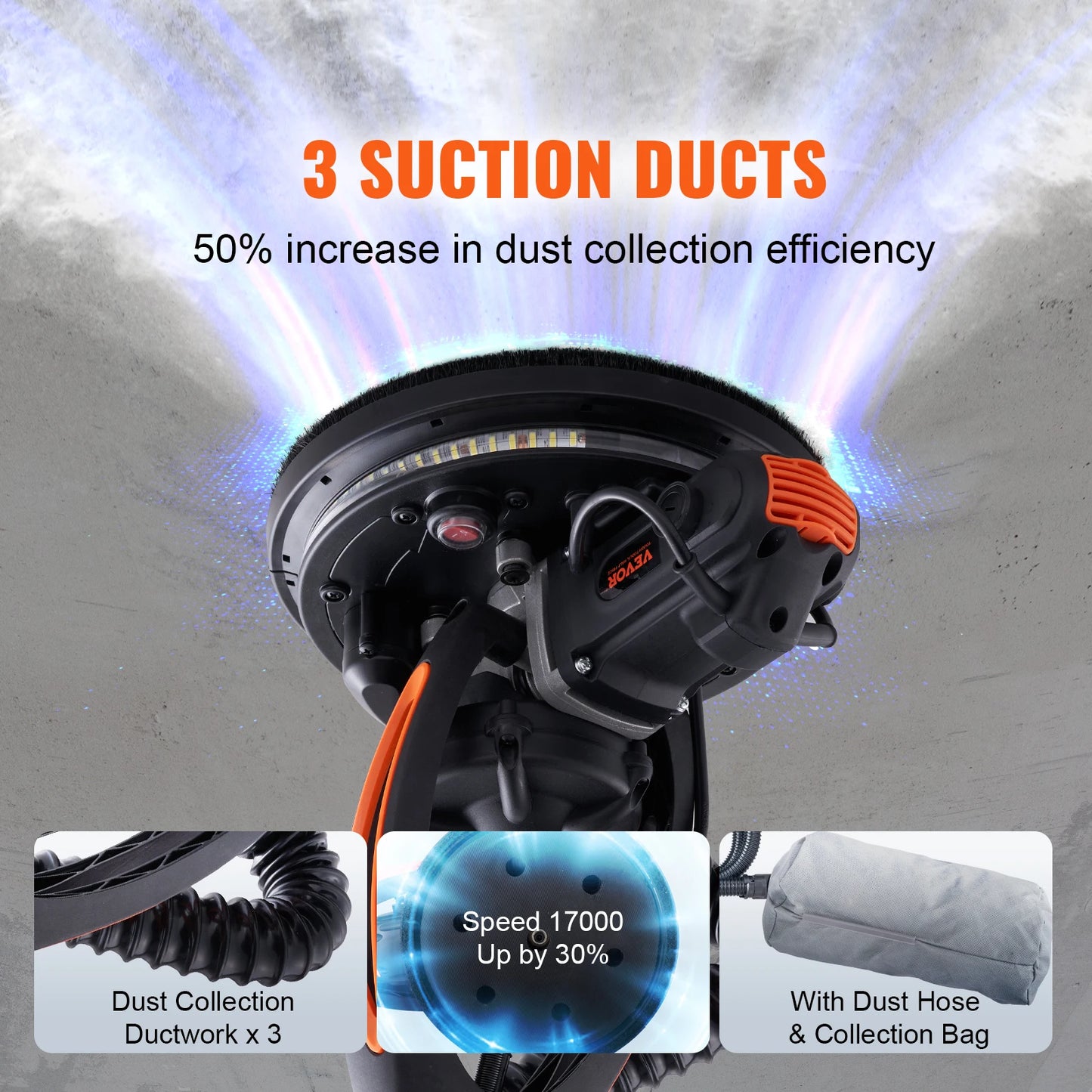 SucceBuy 850W Drywall Sander With Self Suction Handle